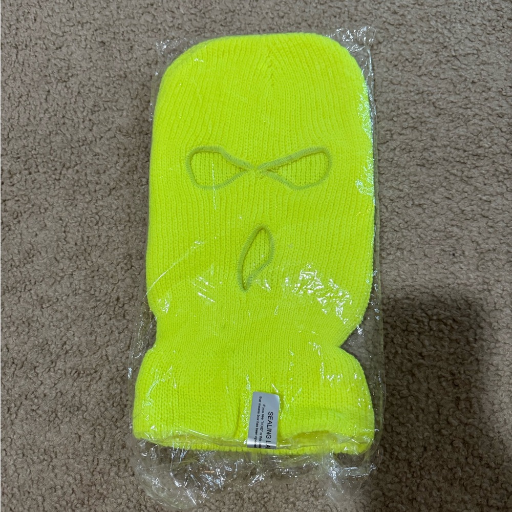 Neon Yellow Knit Ski Mask Balaclava